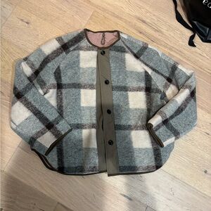 NWOT Bellerose Plaid Wool Reversible Wool Jacket / Rain Proof on Other Side